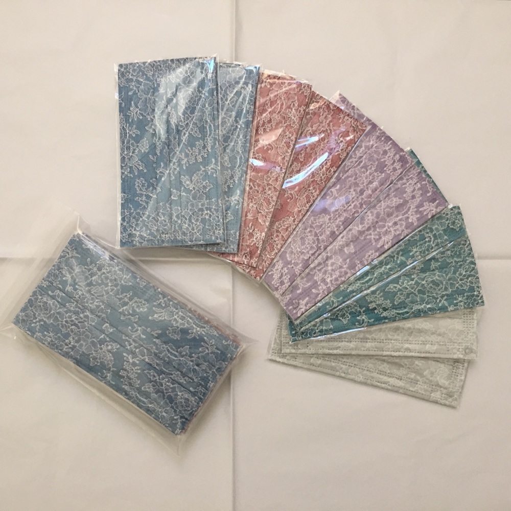 Lace Print Disposable Adult Mask Indiv. Wrapped, Set of 10